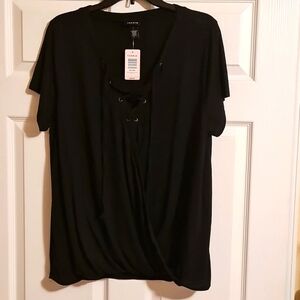 Torrid black wrap over/lace up tee size XL